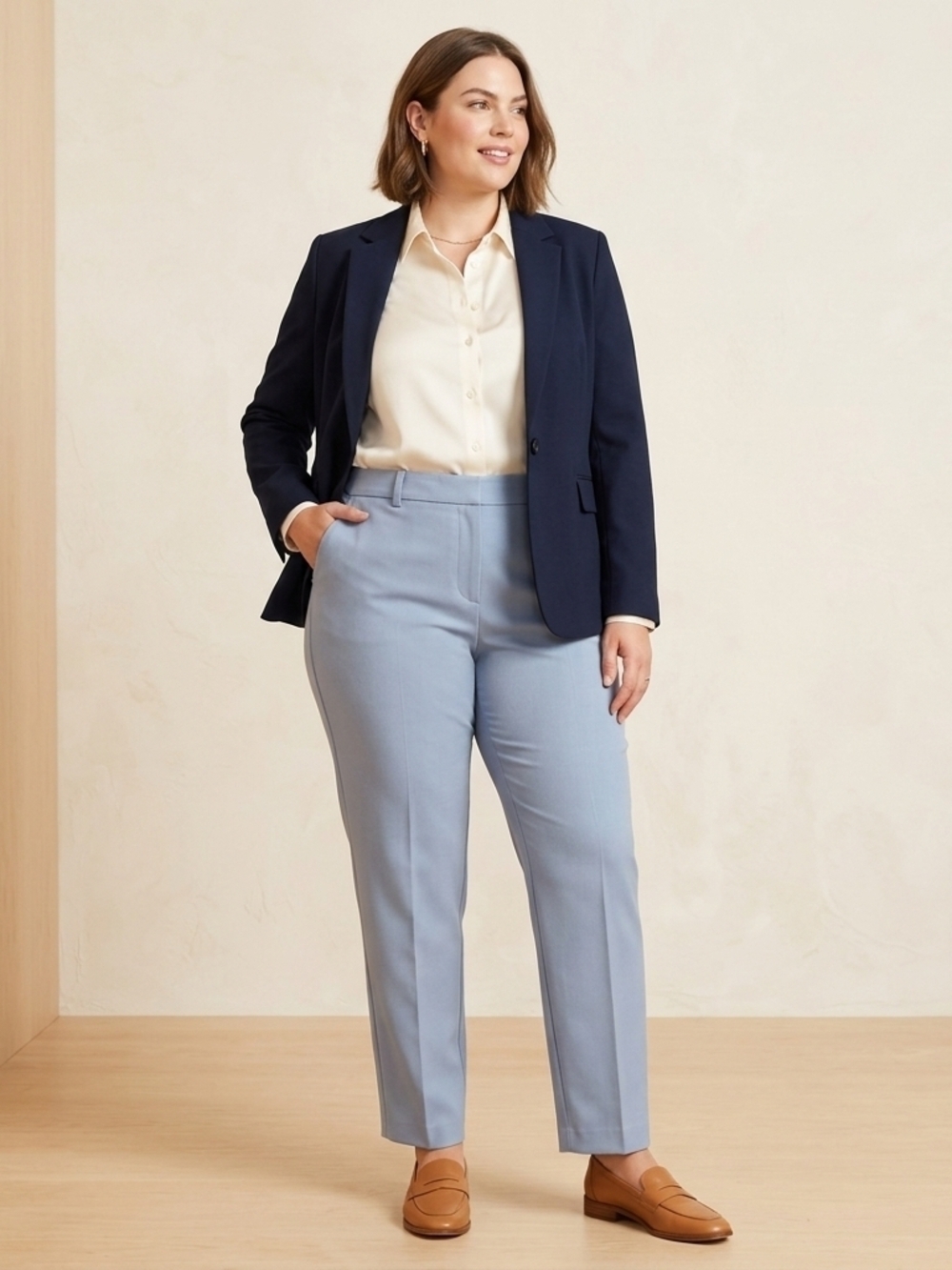 H&M Pale Blue Tailored Ankle Panta Size 16